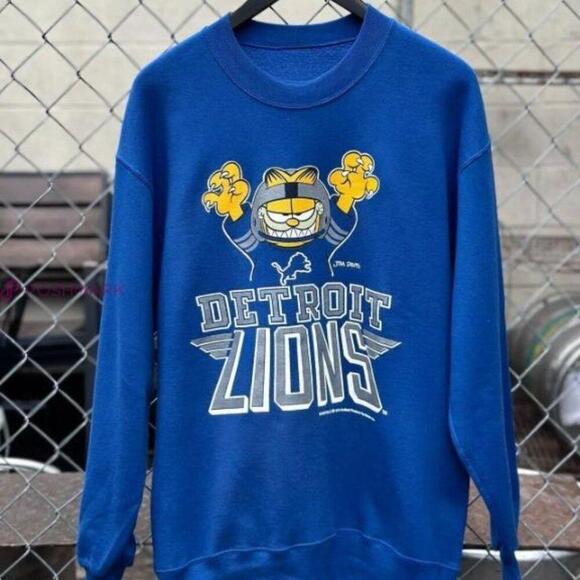 Tops - Garfield Detroit Lions Cartoon Graphic Sweatshirt Football
